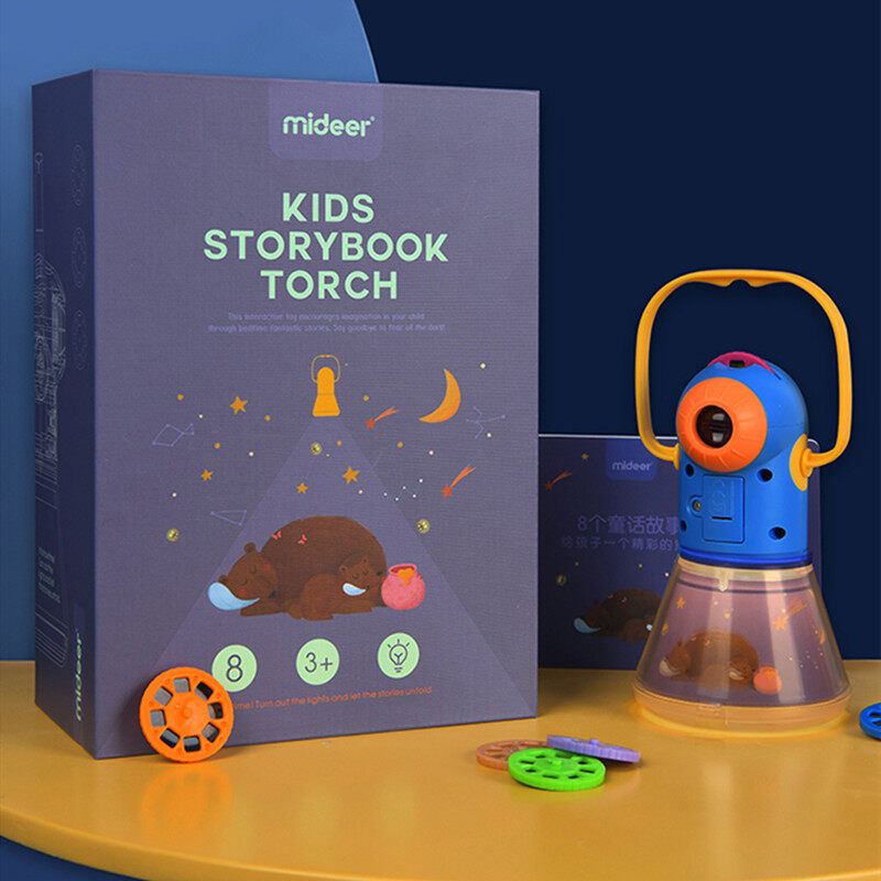 Story Projection Torch with Night Light, Kids Sleep Stories, Flashlight Luminous Toy, Animal Slide Show, 8 Fairy Tales Movies 64 Slides Great Educational Handed Toy Gift for Toddler, Boys and Girls