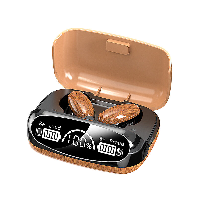 M35 wireless headset bluetooth headset wood grain mirror digital display touch game bluetooth headset digital display