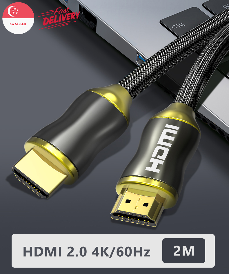 4K 60Hz HDMI Cable v2.0 High Speed High Performance Nylon Braided Supports HDMI ARC 4K Ethernet UHD Full HD 1080p 3D Smart TV Gaming Monitor Console  - 2M Length